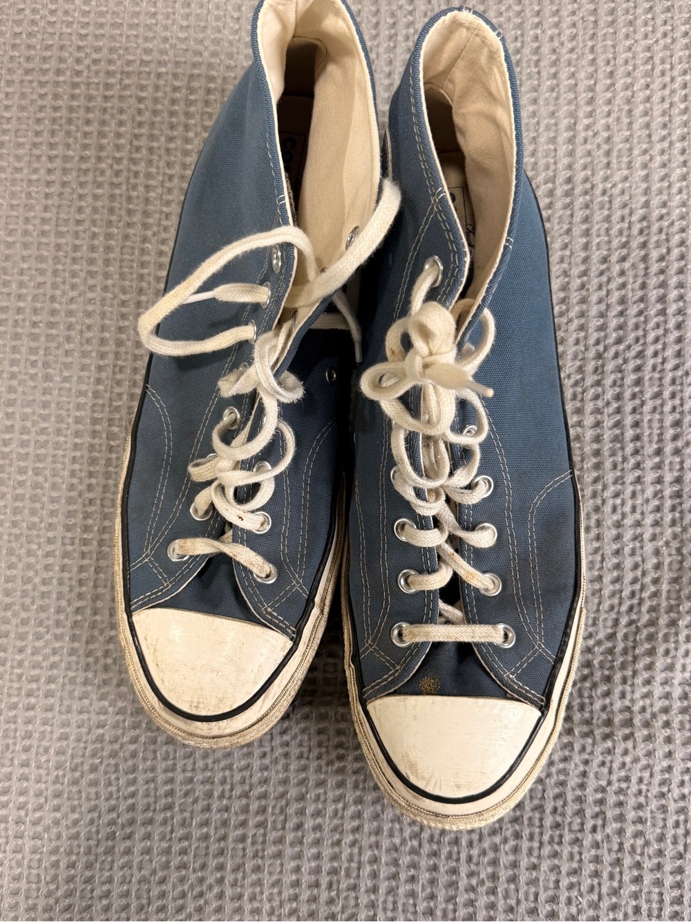 Converse High-Top Canvas Sneakers in Blue and White - Picture 4 of 8